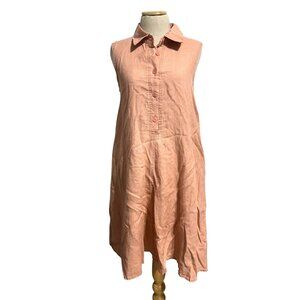 Flax Women's Size 6 Sleeveless Button Front Collared Peach Speakeasy Linen
